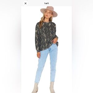 Show Me Your MuMu Ziggy Snakeskin Print Oversized Boyfriend Sweatshirt Sz. S